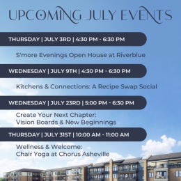 Stripe graphic for Chorus at Asheville senior living apartments in Asheville, NC, featuring blue horizontal lines.