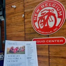 Detail of Chorus at Asheville senior living apartments in Asheville, NC, featuring a TV and elegant decor.